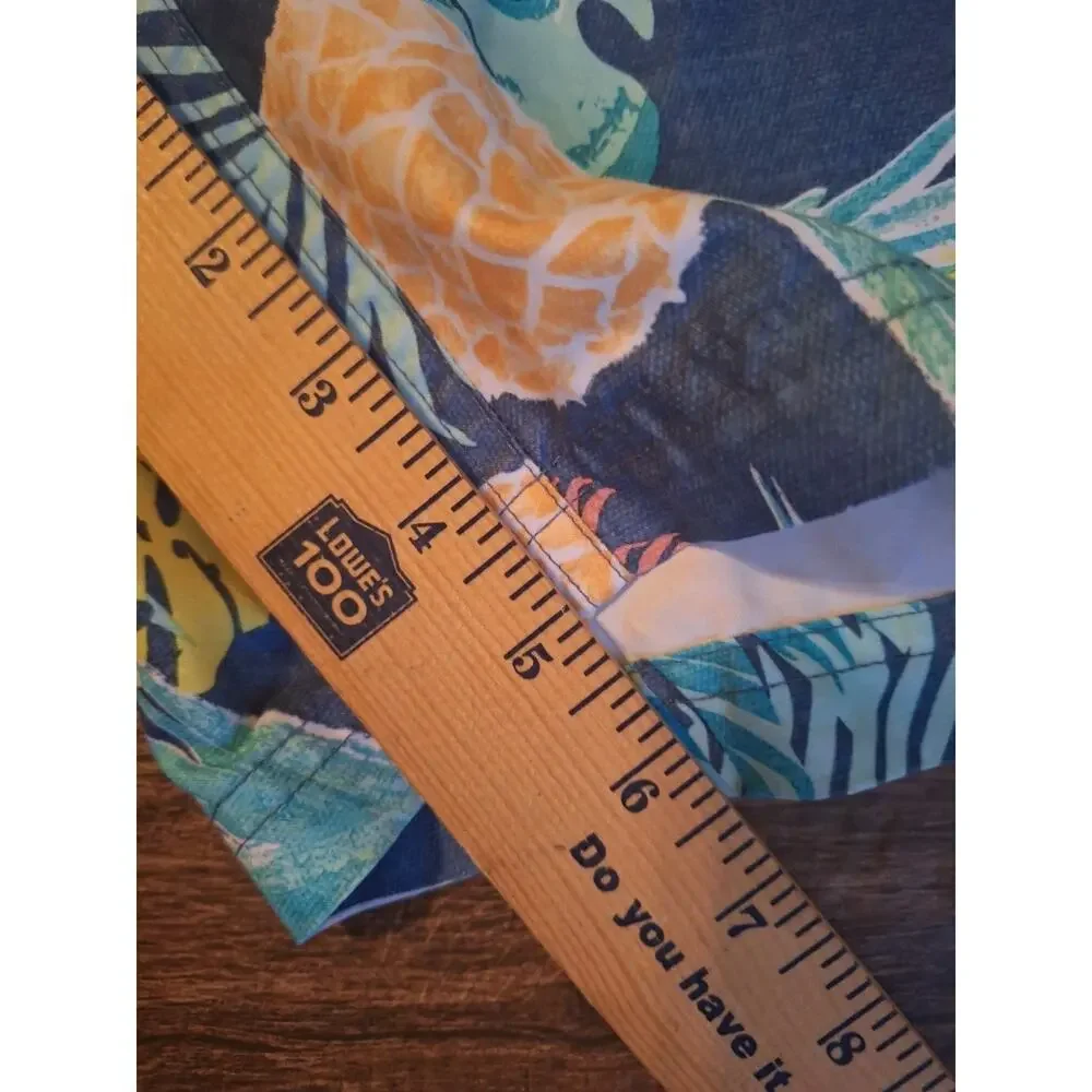 George Men’s Swim Trunks 3XL 48-50 Blue Tropical Floral Pineapple Elastic Waist